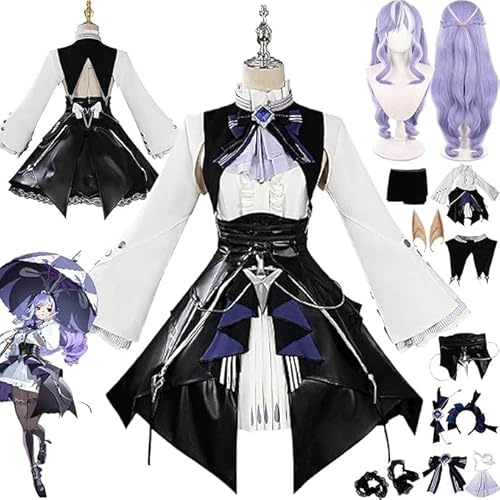 Zenless Zone Zero Vivian Cosplay Kostüm Outfit Spiel Charakter Uniform Komplettes Set Halloween Karneval Dress Up Anzug mit Perücke Kopfschmuck Elfenohren für Frauen (Schwarz, M) von Generic