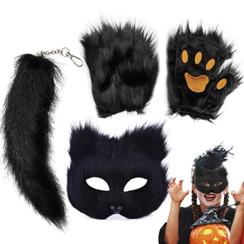 Zubehör für Fotokabine | Cosplay-Maske mit Schwanzhandschuhen, tragbare Partymaske für Tierkostüm, Tiermaske – Maskerademaske mit Haltbarkeit, Halloween-Maske für die Nacht von Ha Zubehör für Fotokabine | Cosplay-Maske mit Schwanzhandschuhen, tragbare Partymaske für Tierkostüm, Tiermaske – Maskerademaske mit Haltbarkeit, Halloween-Maske für die Nacht von Ha von Generic