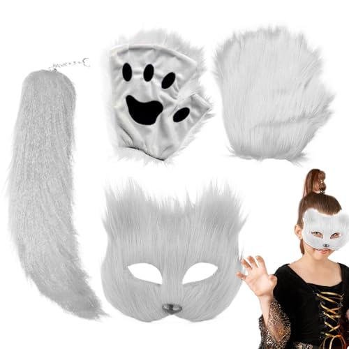 Zubehör für Fotokabine | Cosplay-Maske mit Schwanzhandschuhen, tragbare Partymaske für Tierkostüm, Tiermaske – Maskerademaske mit Haltbarkeit, Halloween-Maske für die Nacht von Ha Zubehör für Fotokabine | Cosplay-Maske mit Schwanzhandschuhen, tragbare Partymaske für Tierkostüm, Tiermaske – Maskerademaske mit Haltbarkeit, Halloween-Maske für die Nacht von Ha von Generic