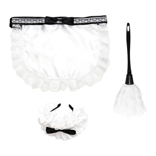 Zubehör für die französische Mädchen-Outfit-Deluxe Rangliste Kollektion, authentische Kostüm-Ergänzungen für Dienstmädchen | Lineal-Kopfbedeckung, Taillenschürze, Spitzenarmbänder, Nackenstücke von Generic