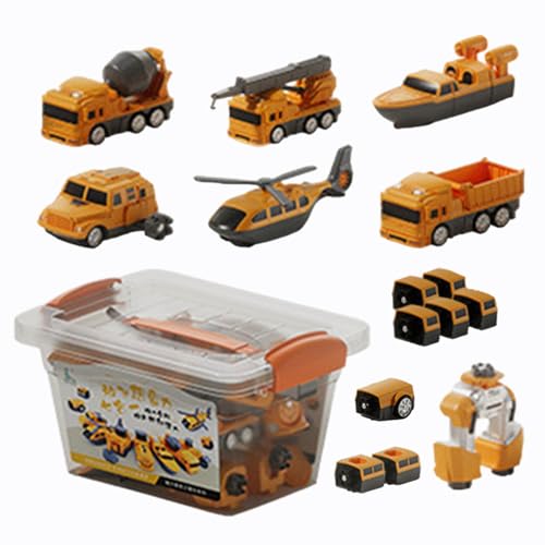 Zusammengebautes Spielzeugauto, Spielfahrzeug-Set, magnetisches Transformator-Spielzeug für Kinder, Aufbewahrungsbox inklusive Sammelfiguren, Bausteine für Jar von Generic