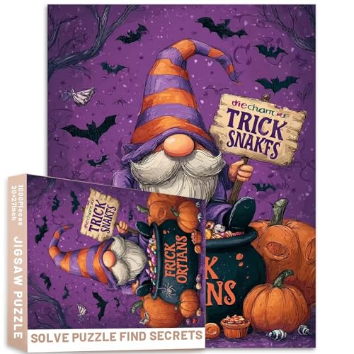 Zwerg im Süßigkeitenkessel, Halloween-Kürbis-Puzzle, 1000 Teile, Erwachsene, buntes Cartoon, 68,6 x 50,8 cm, buntes DIY-Puzzle, für Heimdekoration, Geschenke, Familienpuzzle, perfekt für Spieleabende Zwerg im Süßigkeitenkessel, Halloween-Kürbis-Puzzle, 1000 Teile, Erwachsene, buntes Cartoon, 68,6 x 50,8 cm, buntes DIY-Puzzle, für Heimdekoration, Geschenke, Familienpuzzle, perfekt für Spieleabende von Generic