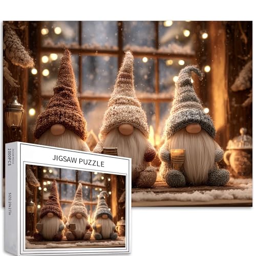 Zwerg vor dem Fenster, 1000-teiliges Puzzle für Erwachsene, Weihnachtsdekoration, Kunst-Puzzle, herausfordernde Familienaktivitäten, buntes Bastelpuzzle für Heimdekoration, Geschenke, 68 x 50 cm Zwerg vor dem Fenster, 1000-teiliges Puzzle für Erwachsene, Weihnachtsdekoration, Kunst-Puzzle, herausfordernde Familienaktivitäten, buntes Bastelpuzzle für Heimdekoration, Geschenke, 68 x 50 cm von Generic