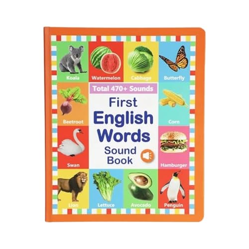 für die Früherziehung, englisches Klangbuch für Babys, erstes interaktives Lern-Hörbuch für Kleinkinder im von 0 bis 6 Jahren Tne418 (Orange, 30x25cm) von Generic