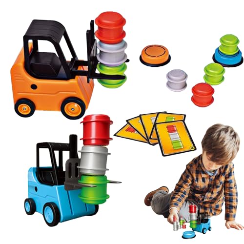 min Gabelstapler für Kinder - Ingenieurspaß für 2 Spieler | Interaktives pädagogisches Wettkampfspiel, reibungsgetriebenes Baufahrzeug von Generic