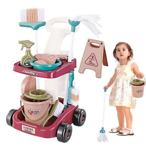 montessorii-Reinigungsspielzeug – Reinigungswagen-Set, Reinigungsset | Reinigungsset Spielzeug Kinder Rollenspielset, Kinder-Reinigungswagen-Set für, Mädchen, Kinder, Kleinkinder, Kin von Generic