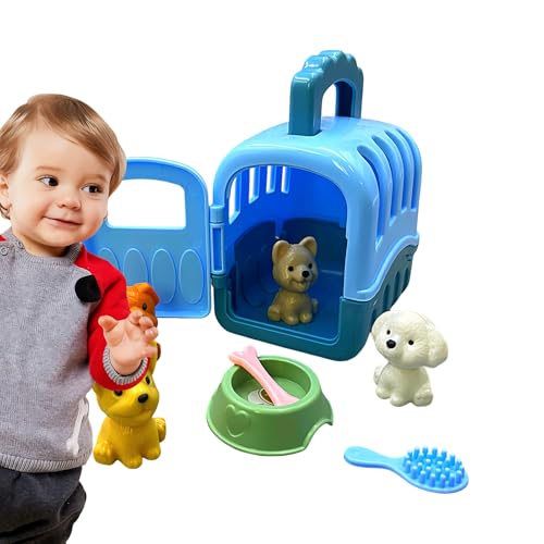 8 Stück Pet Care Cage Welpen-Tragetransport-Set mit Pflegewerkzeug, Lernspielzeug für kleine Kinder, und Mädchen ab 3 Jahren, lustiges Toilettenzubehör von Genérico