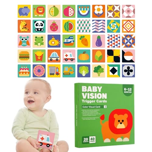 Baby mit hohem Kontrast – Schwarzweiß, bunt, montesori Gehirnentwicklungsspielzeug, Lernkarte zur visuellen sensorischen Stimulation, Babybücher SUA Baby mit hohem Kontrast – Schwarzweiß, bunt, montesori Gehirnentwicklungsspielzeug, Lernkarte zur visuellen sensorischen Stimulation, Babybücher SUA von Genérico