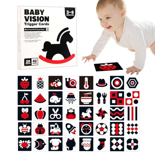 Baby mit hohem Kontrast – Schwarzweiß, bunt, montesori Gehirnentwicklungsspielzeug, Lernkarte zur visuellen sensorischen Stimulation, Babybücher SUA Baby mit hohem Kontrast – Schwarzweiß, bunt, montesori Gehirnentwicklungsspielzeug, Lernkarte zur visuellen sensorischen Stimulation, Babybücher SUA von Genérico