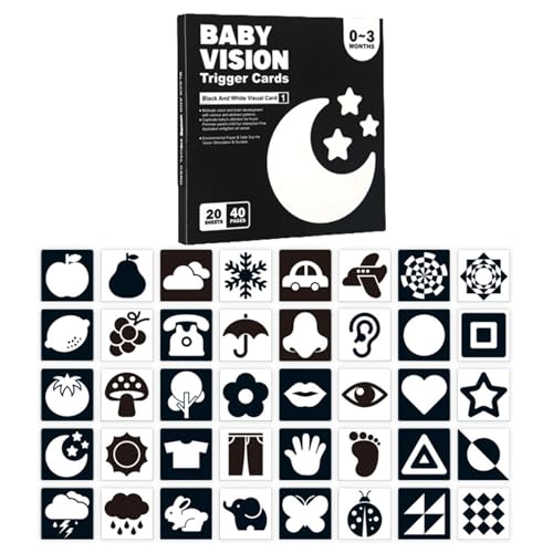 Baby mit hohem Kontrast – Schwarzweiß, bunt, montesori Gehirnentwicklungsspielzeug, Lernkarte zur visuellen sensorischen Stimulation, Babybücher SUA Baby mit hohem Kontrast – Schwarzweiß, bunt, montesori Gehirnentwicklungsspielzeug, Lernkarte zur visuellen sensorischen Stimulation, Babybücher SUA von Genérico