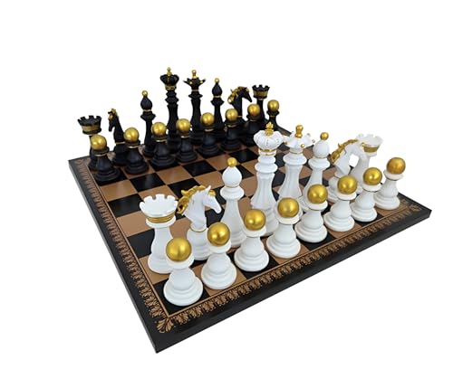 Barock Set + Leatherette Chessboard Gold Black New von Genérico