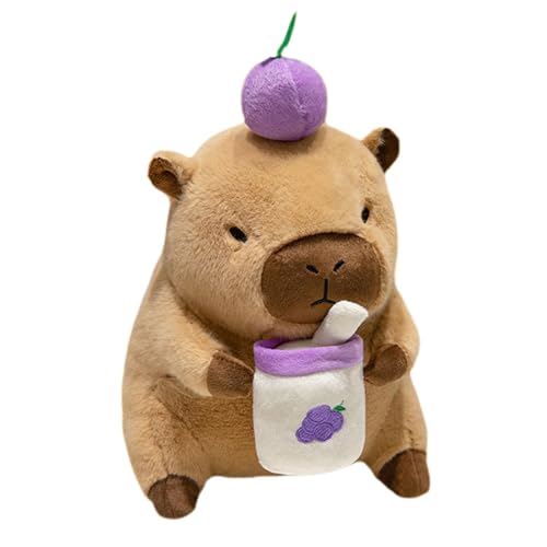 Capibara-Plüschtier – Capibara-Plüschpuppe, 30 cm Plüschkissen, weiches Plüschtier, süßes Capibara-Plüschtier mit Früchtetee und Milch, Heimdekoration von Genérico