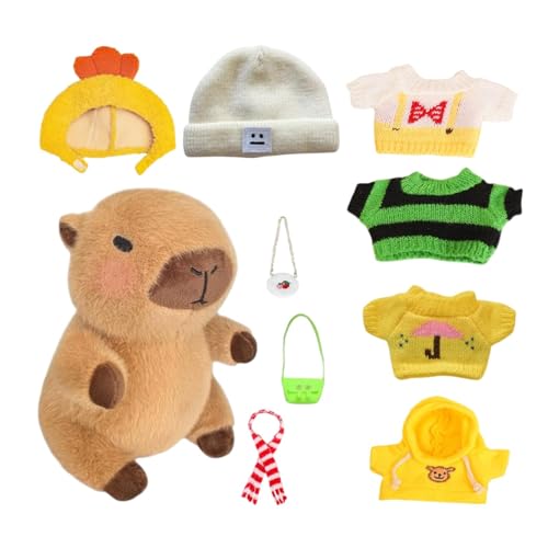 Capybara Plush, Capybara Kostüm Fall and Winter Style Kleid Up, 10-teiliges Weihnachtsset Capybara Backpack Dekoration, Capybara Stuffed Animal Birthday für und Mädchen von Genérico