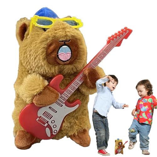 Capybara Plush Puppe mit weichen Tieren, Aufnahme von Vokal-Spielzeug, elektrische Plüschtiere, mit Gitarre für Kinder, Bettdekoration für Kinder, Begleiter, Present Capybara Plush Puppe mit weichen Tieren, Aufnahme von Vokal-Spielzeug, elektrische Plüschtiere, mit Gitarre für Kinder, Bettdekoration für Kinder, Begleiter, Present von Genérico