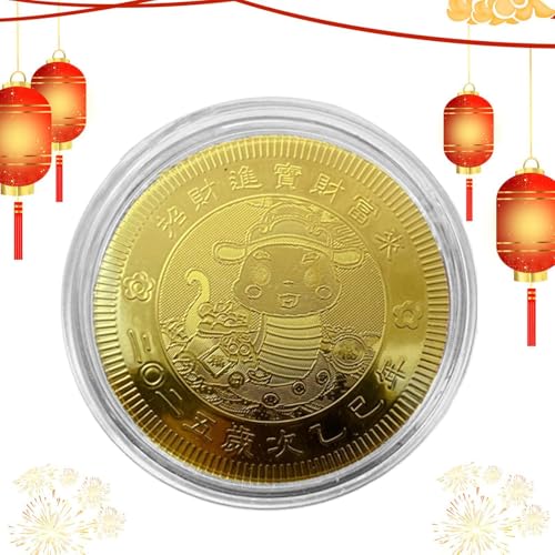 Chinesische Neujahrs-Schlangenmünze, Sammlermünze mit Schlangenmuster, chinesische Erinnerungsmünze mit Goldfolien-Schlangenmuster, chinesische Glücksmünze für Jahr Chinesische Neujahrs-Schlangenmünze, Sammlermünze mit Schlangenmuster, chinesische Erinnerungsmünze mit Goldfolien-Schlangenmuster, chinesische Glücksmünze für Jahr von Genérico