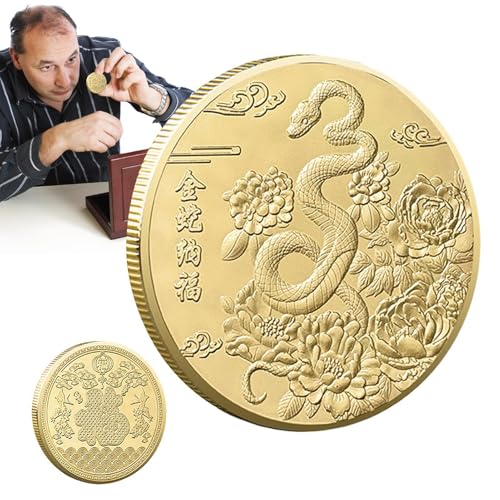 Chinesische Schlangenmünze, Glücksmünze für das Jahr der Schlange, Neujahrsmünze des Glücks 2025, chinesische Schlangenmünze mit doppelseitigem Design für Sammlung Chinesische Schlangenmünze, Glücksmünze für das Jahr der Schlange, Neujahrsmünze des Glücks 2025, chinesische Schlangenmünze mit doppelseitigem Design für Sammlung von Genérico