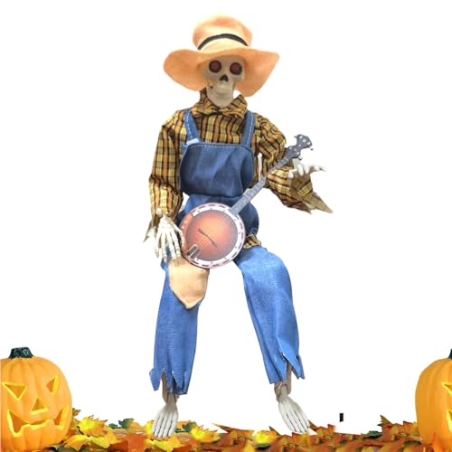 Dekorative Skelette für den Außenbereich, Halloween, Animiertes Skelett mit Halloween-Banjo, 60 cm, Musikzubehör mit verstellbaren Gelenken, für drinnen und draußen, Halloween, Partys Dekorative Skelette für den Außenbereich, Halloween, Animiertes Skelett mit Halloween-Banjo, 60 cm, Musikzubehör mit verstellbaren Gelenken, für drinnen und draußen, Halloween, Partys von Genérico