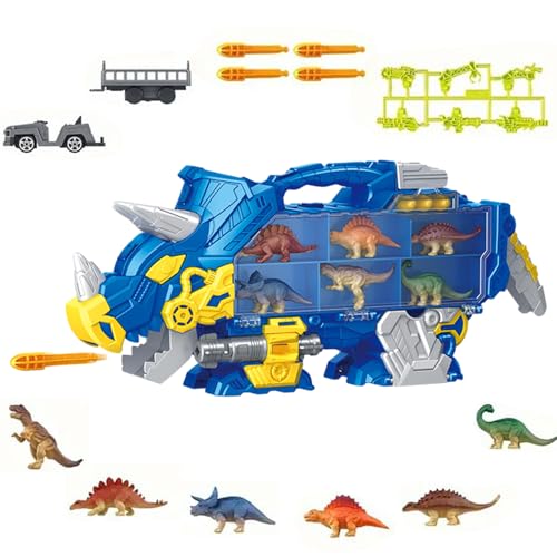 Dinosaurier LKW Spielzeug, Dinosaurier Spielzeug für Kinder, Dinosaurier Truck Spielzeug mit großem Reibungsmotor - Bunte LKW Set mit Dinosaurier Spielzeug, Hafenfahrzeug von Genérico