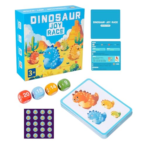 Dinosaurier-Spielkartenspiel, Lernkarten – Passendes Dinosaurier-Spiel, bunte Würfel, Gehirnteaser-Wettbewerb für das Familientreffen für Kinder von Genérico