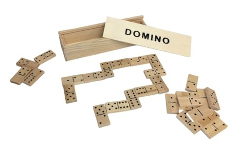 Domino aus Holz, Dominosteine aus Holz, 28 Dominosteine aus Holz, 28 Spielfiguren, klassisches Domino-Spiel, Box und Fliesen aus Holz, Strategie-Multiplayer mit wiederverschließbarer Box, lustig für von Generico