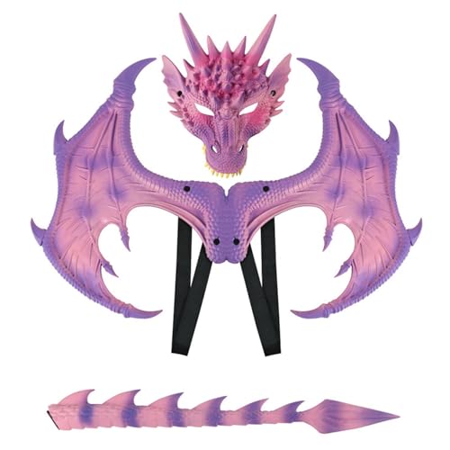 Drachenkostüm für Kinder, Drachenflügel für Kinder, Fancy Creations Drachenschwanz-Kostüm, Drachenschwanz-Kostüm für Party, Cosplay, Bühnenauftritte von Genérico