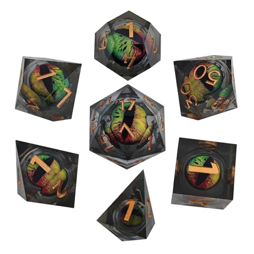 Dragon Dice - 7 polyedrische Spielwürfel | tragbare -Fantasie-Würfel | Drachenfunktion mit flüssigem Kern | -Rollenspielwürfel | D- und D-Würfel | Drachenwürfel p Dragon Dice - 7 polyedrische Spielwürfel | tragbare -Fantasie-Würfel | Drachenfunktion mit flüssigem Kern | -Rollenspielwürfel | D- und D-Würfel | Drachenwürfel p von Genérico