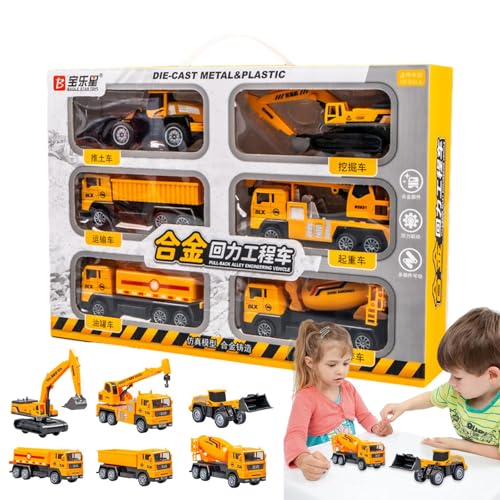 Druckguss-Bauspielzeug, abnehmbares Auto-Spielzeug, Bagger-Mischwagen, Bagger aus Legierung, 6 x Schwerlastfahrzeuge, Spielzeug für Kinder von Genérico