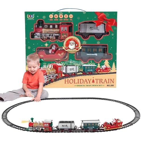 Elektrischer Eisenbahn-Set, Spielzeugzug für Kinder – Weihnachtszugspielzeug mit Licht und Sound | Güterbahngleise, elektrische Lokomotive für Kinder Elektrischer Eisenbahn-Set, Spielzeugzug für Kinder – Weihnachtszugspielzeug mit Licht und Sound | Güterbahngleise, elektrische Lokomotive für Kinder von Genérico