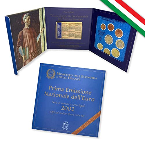 Erste Serie in Euro Jahr 2002 Italien, eine Ergänzung der ersten italienischen Euros 2002 und verpackt im Original Blister Pack der italienischen Zecca von Generico