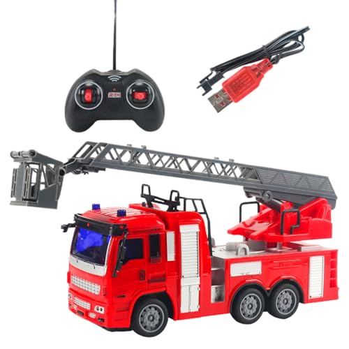 Feuerwehrfahrzeug: Feuerwehrauto, batteriebetrieben, realistisches Leiterwagen, sicheres Notfallauto für Kinder, Modell mit robusten Rädern, Trucks von Genérico