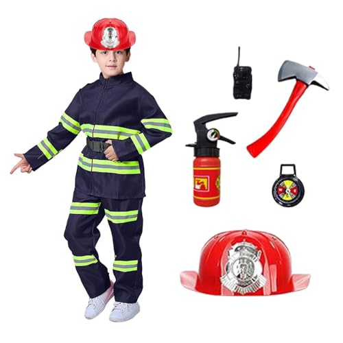 Feuerwehrmann-Kostüm für Kinder, Feuerwehrmannkostüm zum Verkleiden, Feuerwehrmann-Kostüm zum Spielen, Feuerwehrmann-Kostüm für Rollenspiele, Feuerwehrmann mit Extin von Genérico