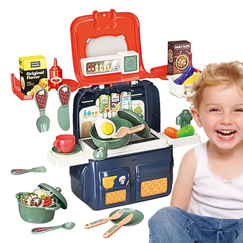 Finge Cooking Food Set, Nitdler Toy Kitchen - Toy Kitchen Fingir Lebensmittel-Rucksack | interaktive tragbare Küchenutensilien für Mädchen von 3 bis 6 Jahren Finge Cooking Food Set, Nitdler Toy Kitchen - Toy Kitchen Fingir Lebensmittel-Rucksack | interaktive tragbare Küchenutensilien für Mädchen von 3 bis 6 Jahren von Genérico