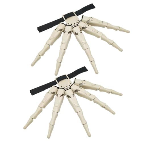 Fingerverlängerung, bewegliche Finger, 2 Stück Halloween-Handschuhe, Fingererweiterung mit Krallen, Halloween-Krallen, tragbare Schädelfinger, Skelettknochenhand gruselig für Tod Fingerverlängerung, bewegliche Finger, 2 Stück Halloween-Handschuhe, Fingererweiterung mit Krallen, Halloween-Krallen, tragbare Schädelfinger, Skelettknochenhand gruselig für Tod von Genérico