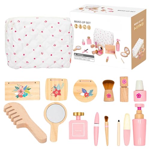 Friseursalon und Schönheits-Make-up aus Holz, Spielzeug-Set zum Ankleiden, niedliches Make-up-Set, Simulationsspielzeug, Friseurspielzeug, Spaß I von Genérico