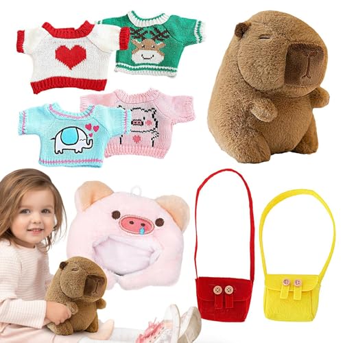 Gefüllte Capybara-Puppe – Capybara umarmt Wurfkissen, luxuriöse Kleidung, 24,9 cm | Capybara mit Raumdekoration, süßes Capybara Plüsch für Mädchen Gefüllte Capybara-Puppe – Capybara umarmt Wurfkissen, luxuriöse Kleidung, 24,9 cm | Capybara mit Raumdekoration, süßes Capybara Plüsch für Mädchen von Genérico
