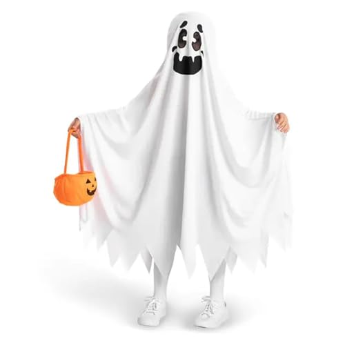 Geisterkostüm für Erwachsene – Fun Ghost Cosplay Outfit, Halloween Cloak | Weiche Unisex-Geister-Tunika, festliches Design, vielseitig für Karnevalstreffen mit atmungsaktiver Erfahrung von Genérico