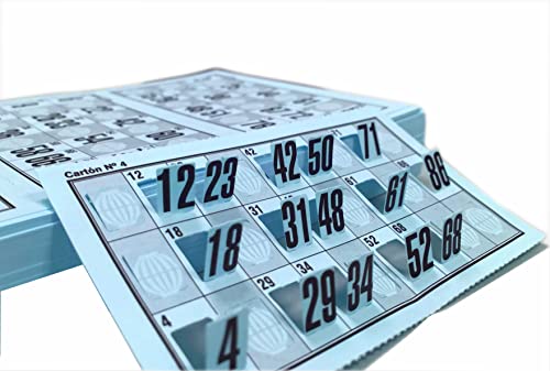 Genérico 318 gestanzte Zahlenkartons für traditionelles Bingo mit 90 Kugeln (blau) von Genérico