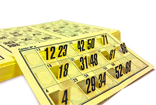 Genérico 480 Kartons mit Zahlen für traditionelles Bingo mit 90 Kugeln (gelb) von Genérico