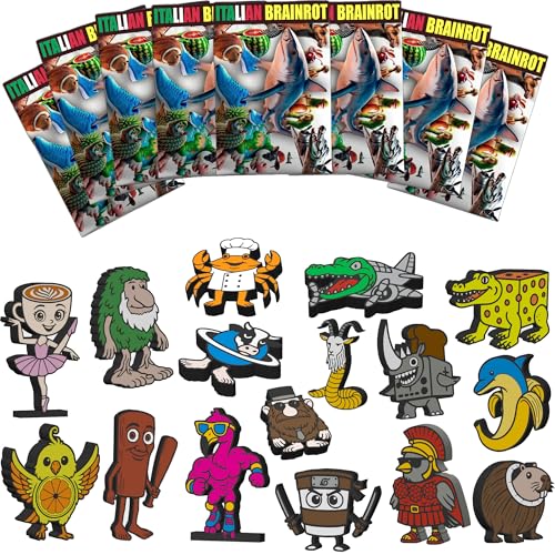 Genérico Brainrot Italian Memes 3D-Figuren, offizielle Kollektion mit 100 3D-Figuren der italienischen Brain Red Memes – 8 Überraschungs-Umschläge – Tralero, Tung Tung, Cappuccino von Genérico