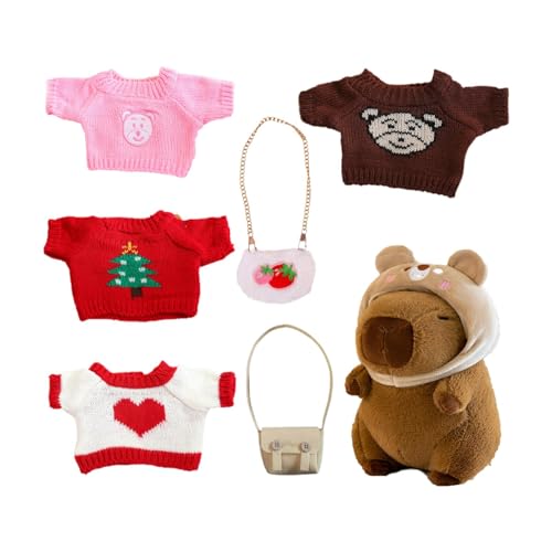 Genérico Capybara Plüschspielzeug mit Kleidung, Tierklemme, süßes Capybara-Plüschkleid mit Pullover für Kinder von Genérico