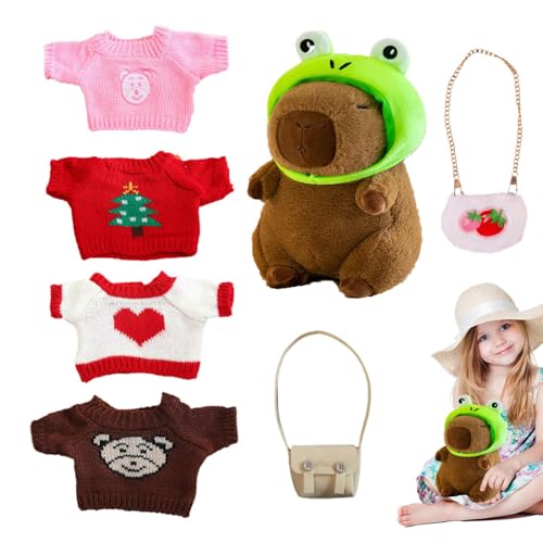Genérico Capybara Plush mit Kleidung, Capybara Kuscheltiere, Cartoon-Adresse mit Pullover, Tasche und Hut, weiches Plüschspielzeug für die Heimdekoration, ideales Geschenk für Kinder Genérico Capybara Plush mit Kleidung, Capybara Kuscheltiere, Cartoon-Adresse mit Pullover, Tasche und Hut, weiches Plüschspielzeug für die Heimdekoration, ideales Geschenk für Kinder von Genérico