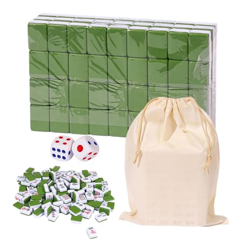 Genérico Chinesisches Mahjong-Spielset – 144 verschleißfeste Melamin-Fliesen mit Tragetasche, kompaktes Reise-Brettspiel für Erwachsene und Familien, Camping von Genérico