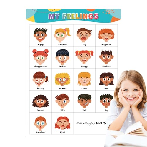 Genérico Emotionsboard | Gefühlsschild mit Cartoons, Dekoration für Schule zu Hause und psychische Gesundheit, Didaktisches Material für und Mädchen von Genérico