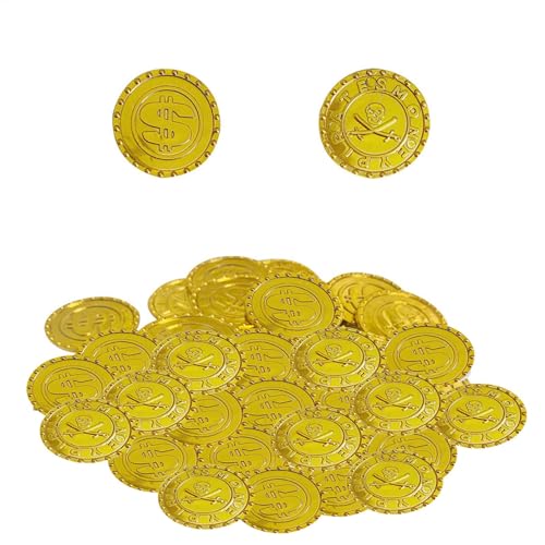 Genérico Fake Coin Toys Buried Treasure - Pirate Treasure Hunt Coins Toys | 100pcs Kids Treasure Hunt Coins,Metal Colored Fake Coin Toys Buried Treasure For Kids Treasure Hunt Game, von Genérico