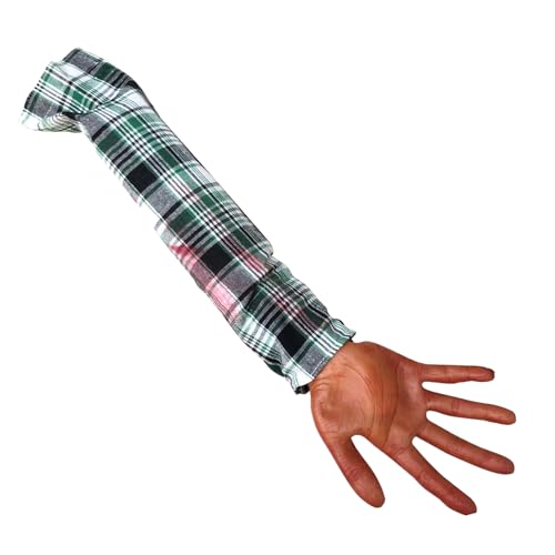 Genérico Halloween Hand, 55,9 cm, Menschenarm mit karierten Stoffärmeln | Realistisches, wiederverwendbares Halloween-Zubehör für Cosplay Spukhaus Trick von Genérico
