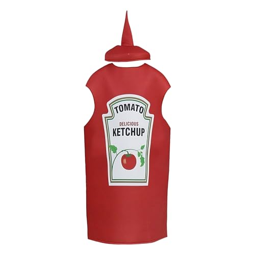 Genérico Ketchup-Saucenkostüm, Unisex, für Erwachsene, lustige Ketchup- und Senf-Kostüme | lustige Kleidung und Zubehör für Theaterpartys, Karneval und Halloween von Genérico