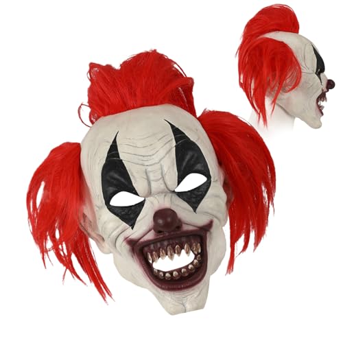 Genérico Kopfbedeckung, gruseliges Halloween-Kostüm mit roter Perücke, Verkleidung für Witze, Spiele, Karneval, Familienveranstaltungen, Zirkusveranstaltungen von Genérico
