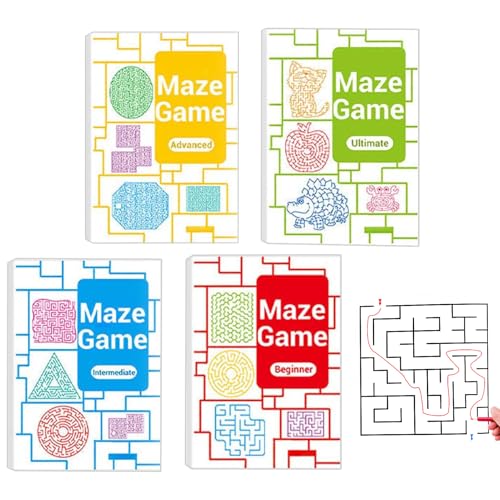 Genérico Labyrinth-Buch für Kinder, Set mit progressiven Labyrinth-Büchern für Kinder, 4 Stück, aus Papier für Kinder im Vorschulalter, Jugendliche und Erwachsene von Genérico