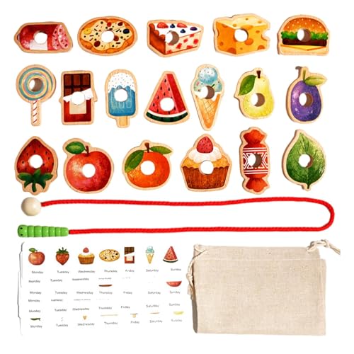 Genérico Lacing Beads, Stringing Beads, Preschool Stringing Toy Fruit Food Theme, Educational Toy, Fine Motor Skill Toys Preschool Early Educational Lacing Toys For Kids 3+ von Genérico
