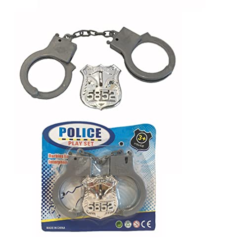 Generico Manette Spielzeug für Kinder, Handschellen der Polizei, Spielzeug aus Kunststoff mit Abzeichen und Sicherheitsverschluss von Generico